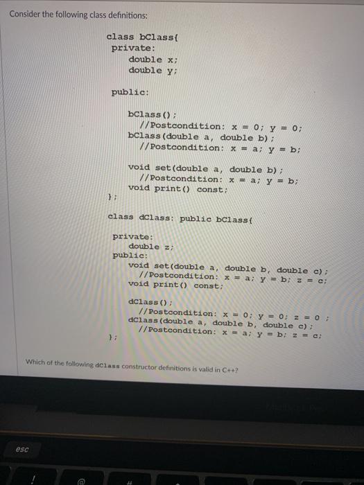 Solved Consider the following class definitions: class | Chegg.com