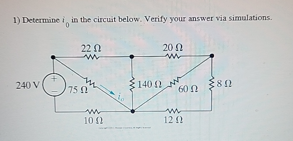 Solved Determine i0 ﻿in the circuit below. Verify your | Chegg.com