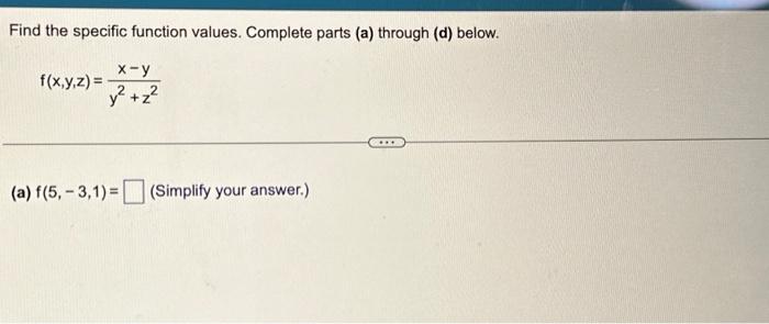 Solved Find the specific function values. Complete parts (a) | Chegg.com