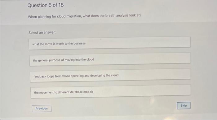 when planning for cloud migration breath analysis look at? 2