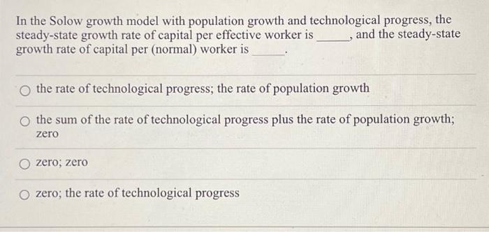 Solved In the Solow growth model with population growth and | Chegg.com