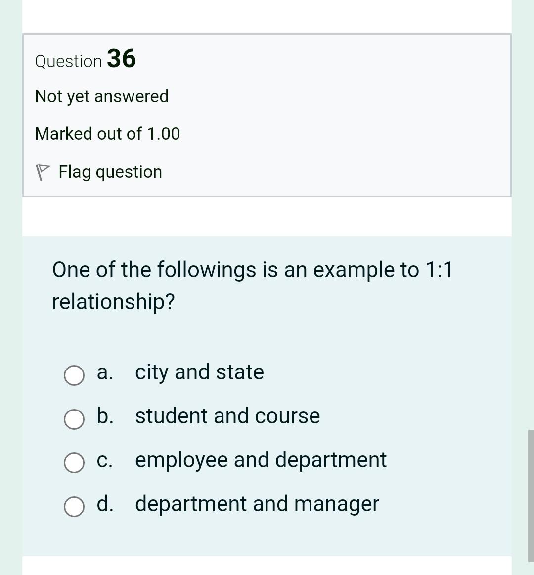 Solved Question 1 Not yet answered Marked out of 1.00 p Flag