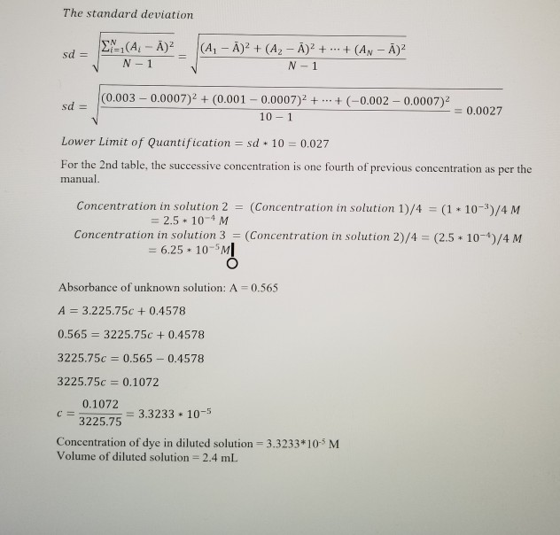 Solved Dilutions, Spectroscopy, and Beer's Law OSTON