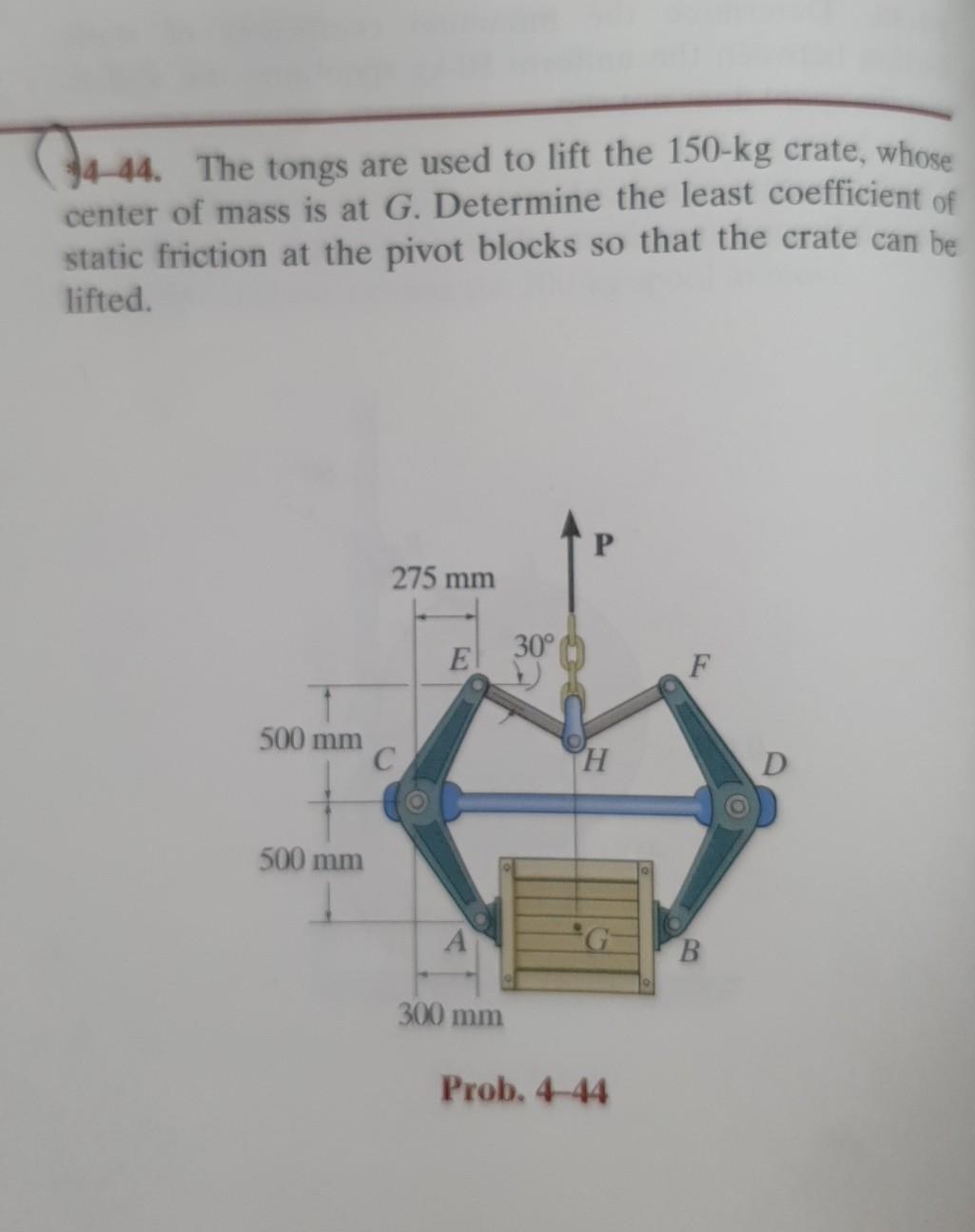 Solved ( 1444. The tongs are used to lift the 150kg crate,
