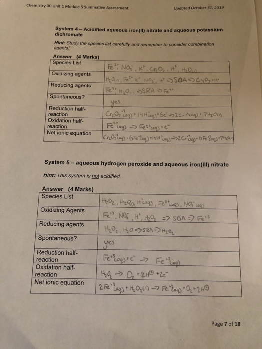 Solved Chemistry 30 Unit C Module 5 Summative Assessment | Chegg.com