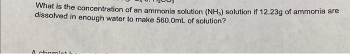 Solved What Is The Concentration Of An Ammonia Solution | Chegg.com