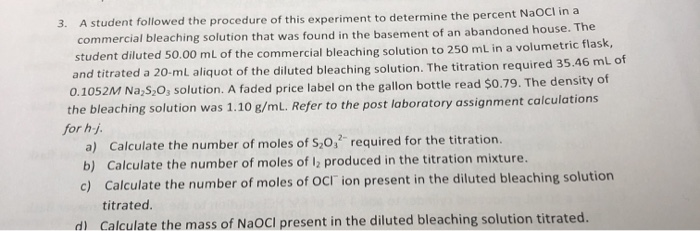 Solved 3. A student followed the procedure of this | Chegg.com