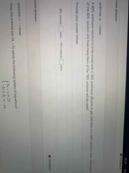 Solved A 40% answer free solution is to be mixed with a 70% | Chegg.com