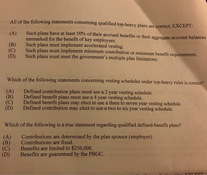 Solved All of the following statements concerning qualified