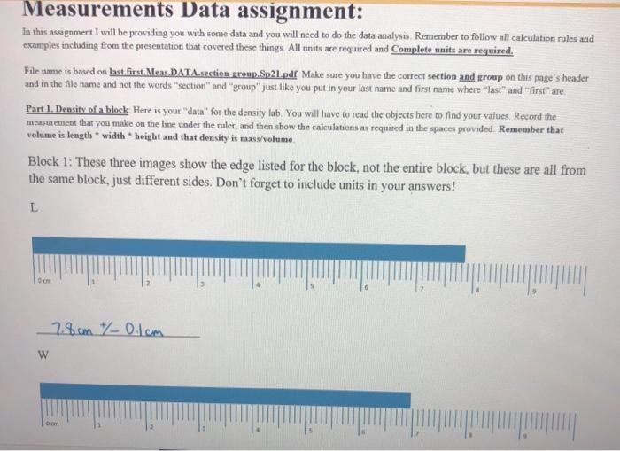 Measurements Data assignment: In this assignment I | Chegg.com