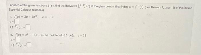 Solved For each of the given functions f(), find the | Chegg.com