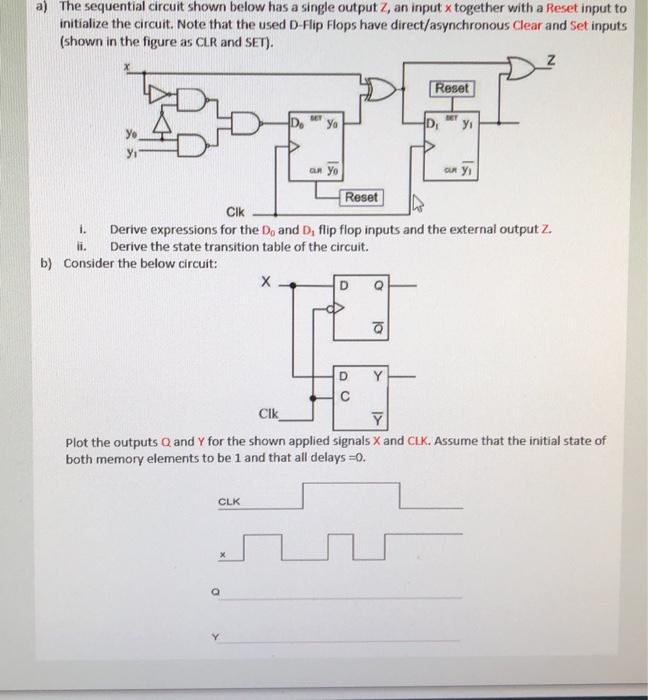 Solved a) The sequential circuit shown below has a single | Chegg.com