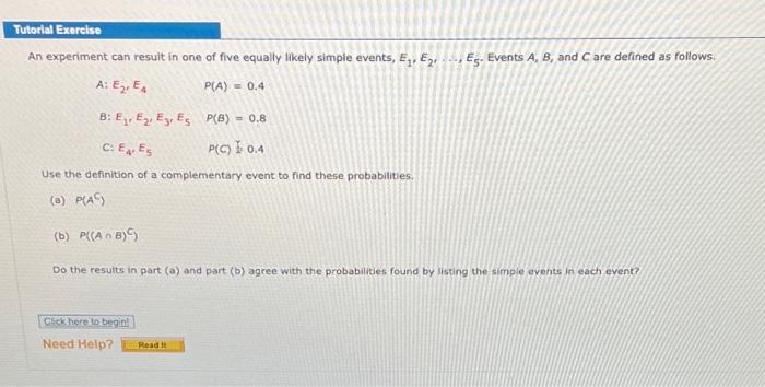 Solved Tutorial Exercise An Experiment Can Result In One Of | Chegg.com