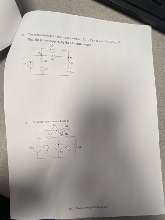 Solved 10. The node equations for the circuit shown are: 3V, | Chegg.com