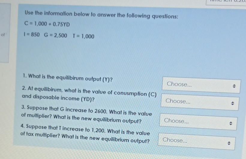 Solved Use the information below to answer the following | Chegg.com