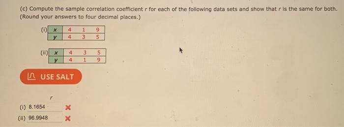 Solved (c) Compute the sample correlation coefficient for | Chegg.com