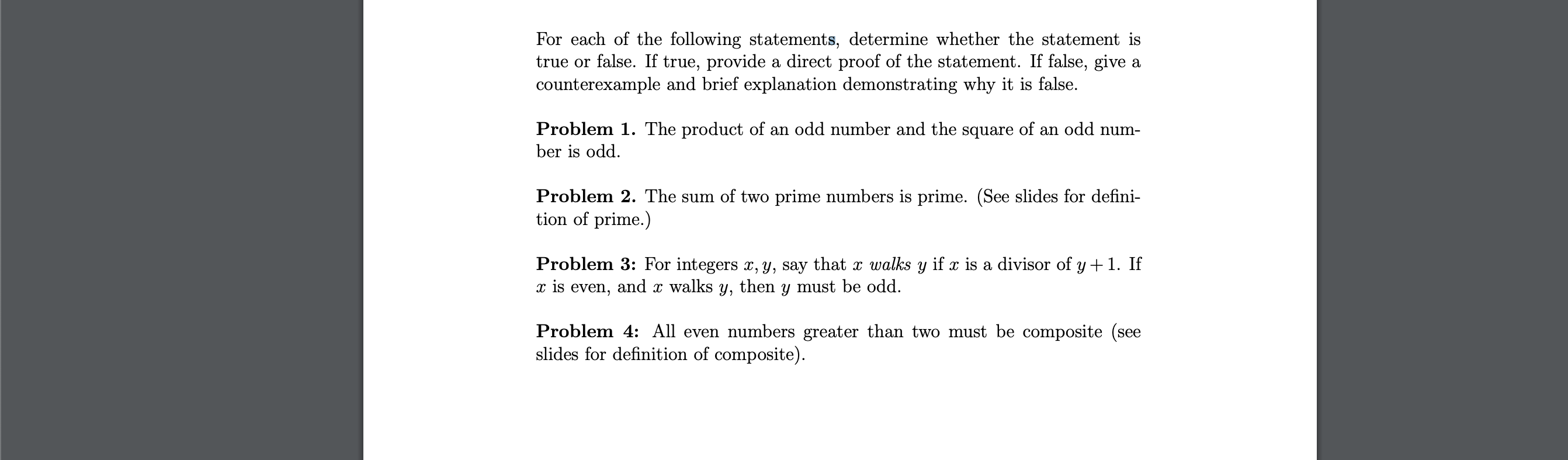 Solved For each of the following statements, determine | Chegg.com