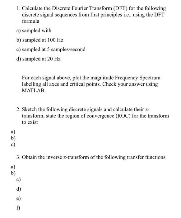 1. Calculate the Discrete Fourier Transform (DFT) for | Chegg.com