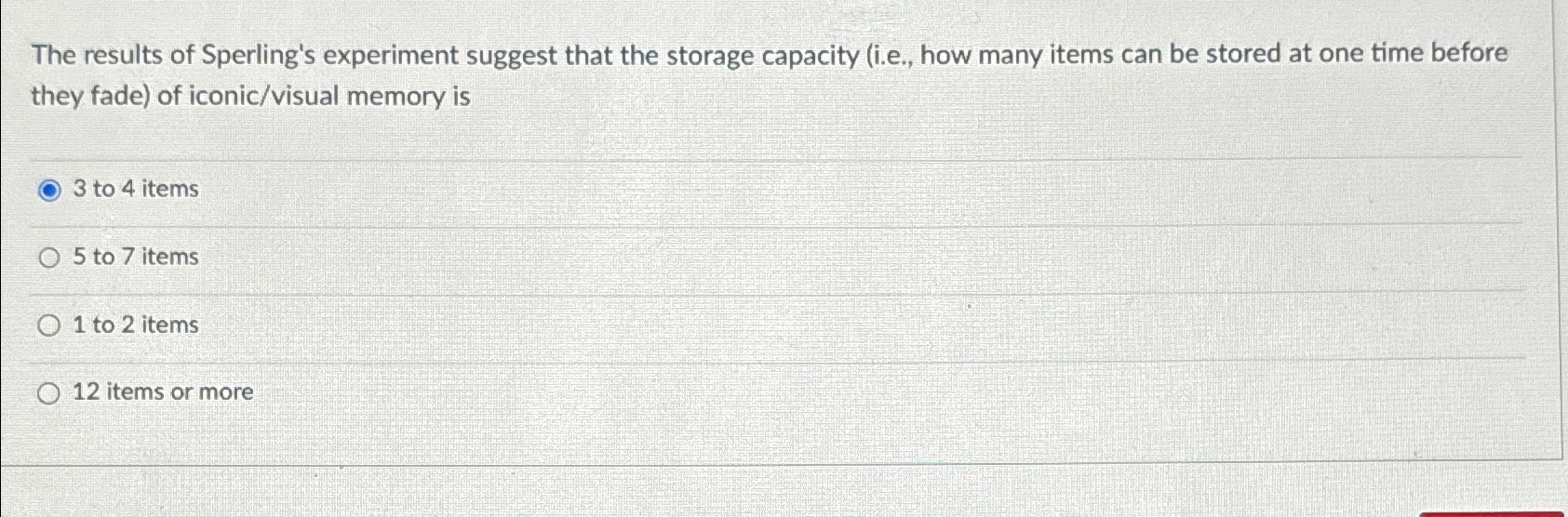 Solved The results of Sperling's experiment suggest that the