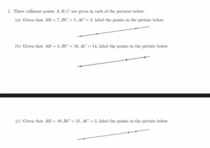 Solved 1. Three Collinear Points A, B, C Are Given In Each | Chegg.com