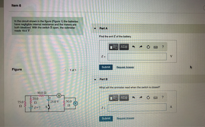 Solved Item 6 In the circuit shown in the figure (Figure 1) | Chegg.com