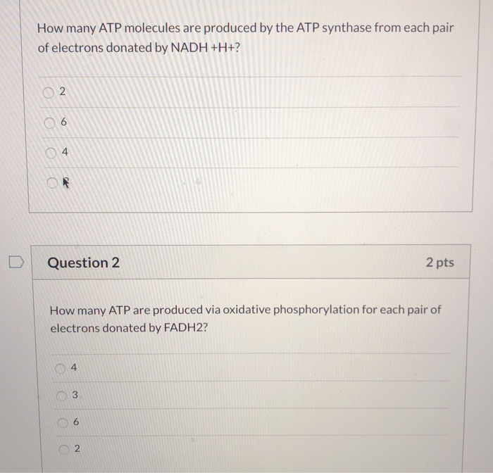 Solved How many ATP molecules are produced by the ATP
