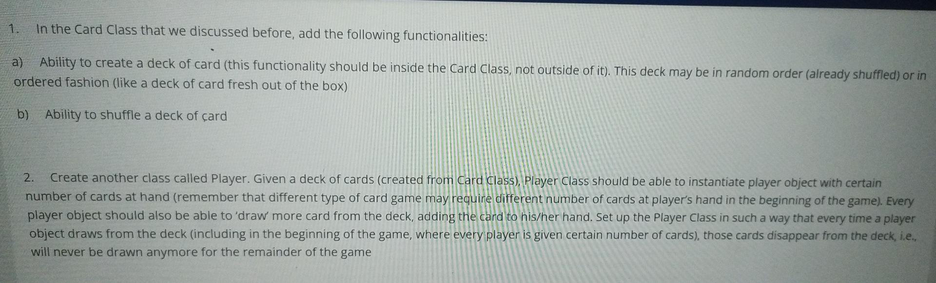 Solved In the Card Class that we discussed before, add the | Chegg.com