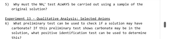 Solved 5) Why Must The NHA Test ALWAYS Be Carried Out Using | Chegg.com