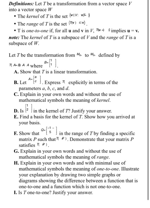 Solved Let T Be The Transformation From My To My Defined Chegg Com