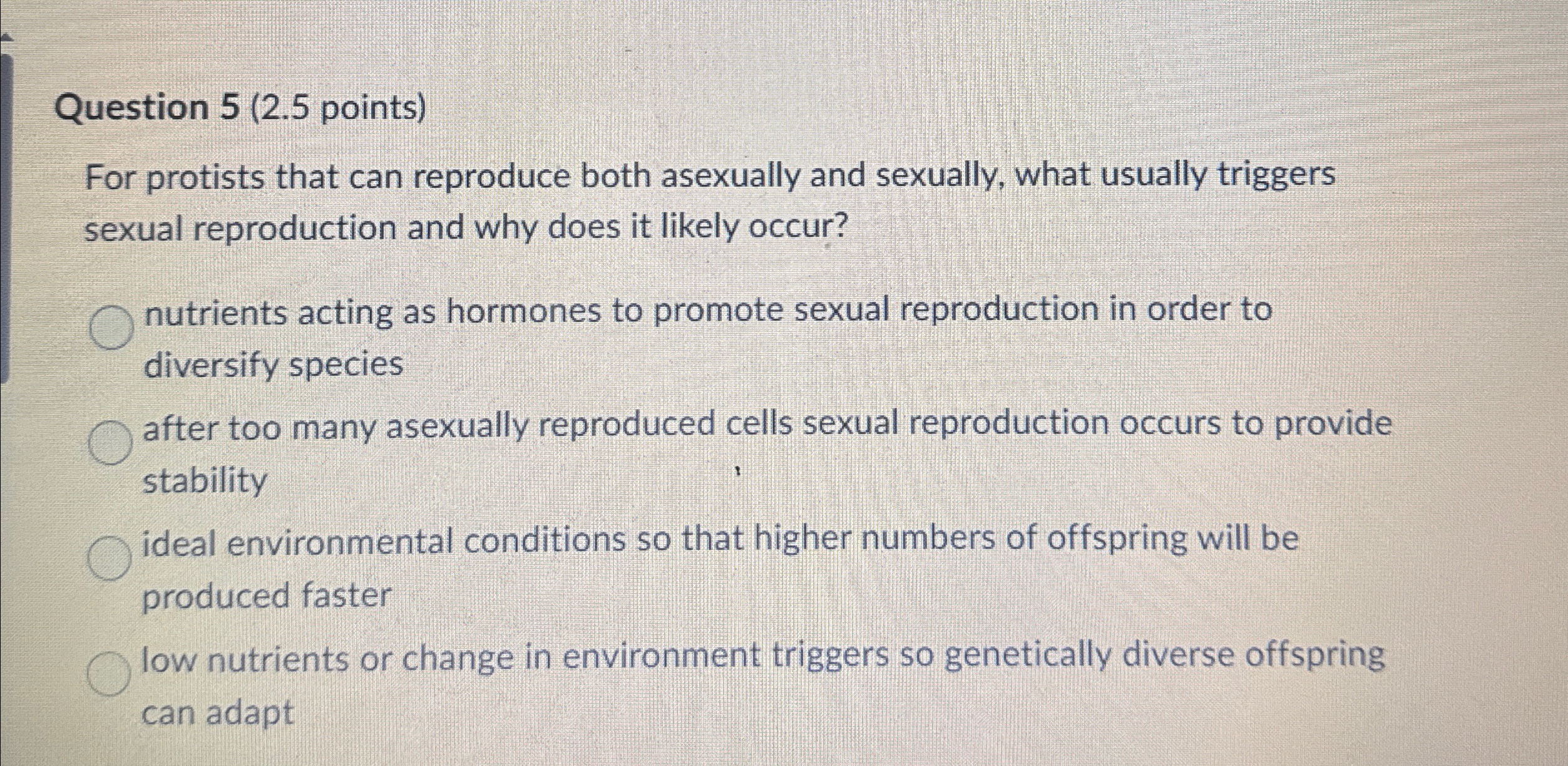 Solved Steps for Question 5 ( 2.5 ﻿points)For protists that | Chegg.com