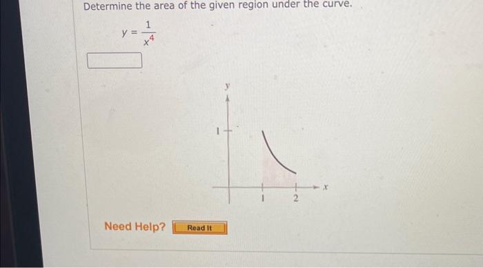 Solved Determine the area of the given region under the | Chegg.com