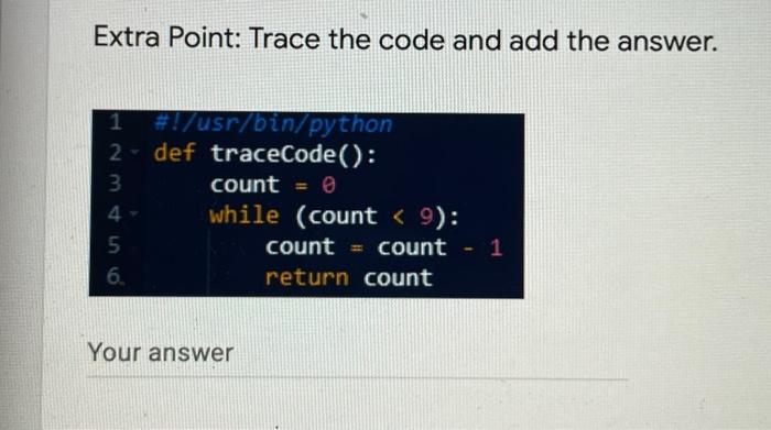 Solved Extra Point: Trace the code and add the answer. AWN 1 | Chegg.com