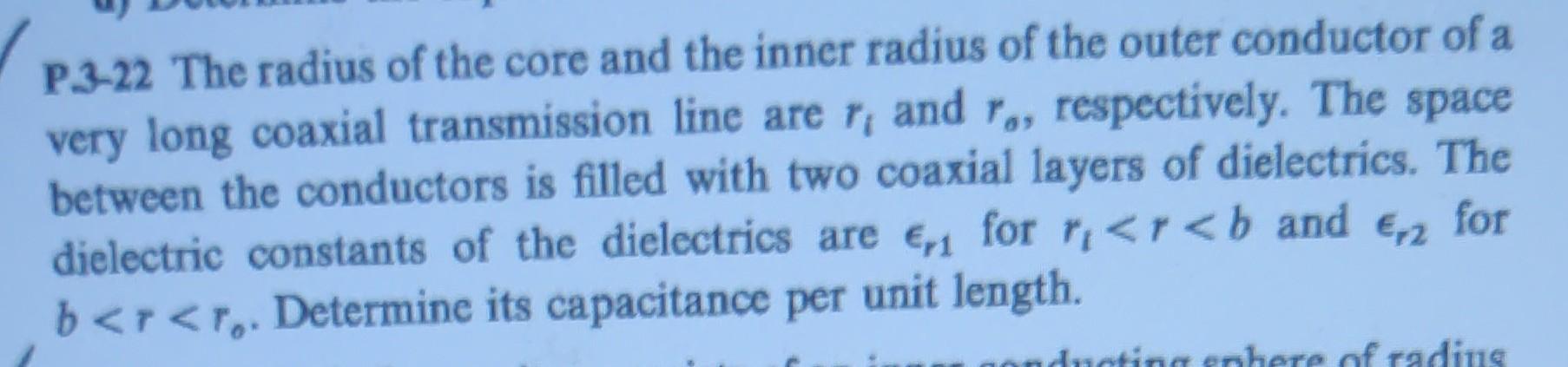 Solved P.3-22 The radius of the core and the inner radius of | Chegg.com