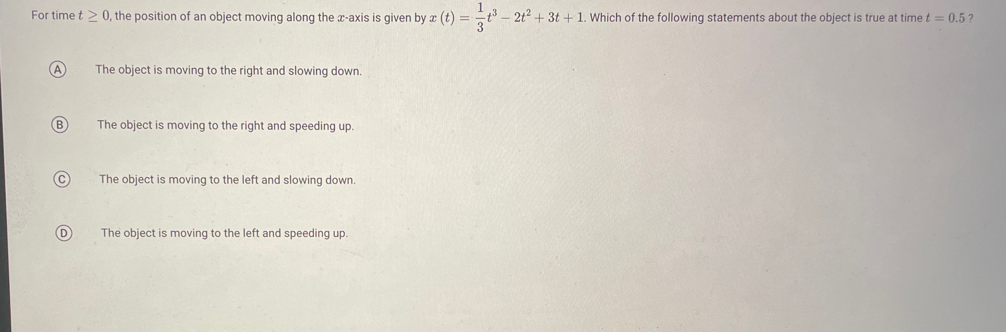 Solved For time t≥0, ﻿the position of an object moving along | Chegg.com