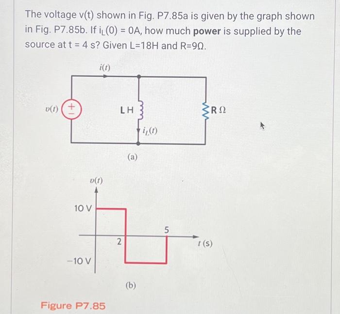 Solved The Voltage V(t) Shown In Fig. P7.85a Is Given By The | Chegg.com