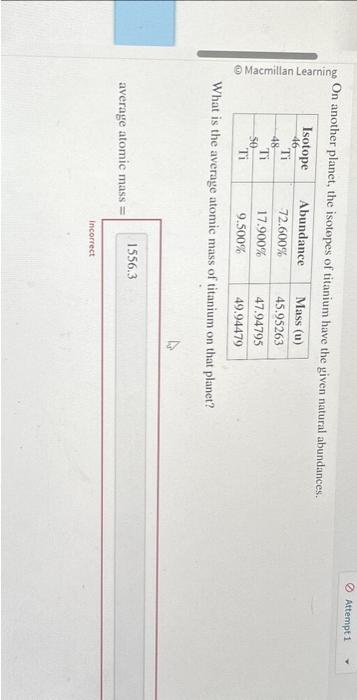 Solved On another planet, the isotepes of titanium have the | Chegg.com