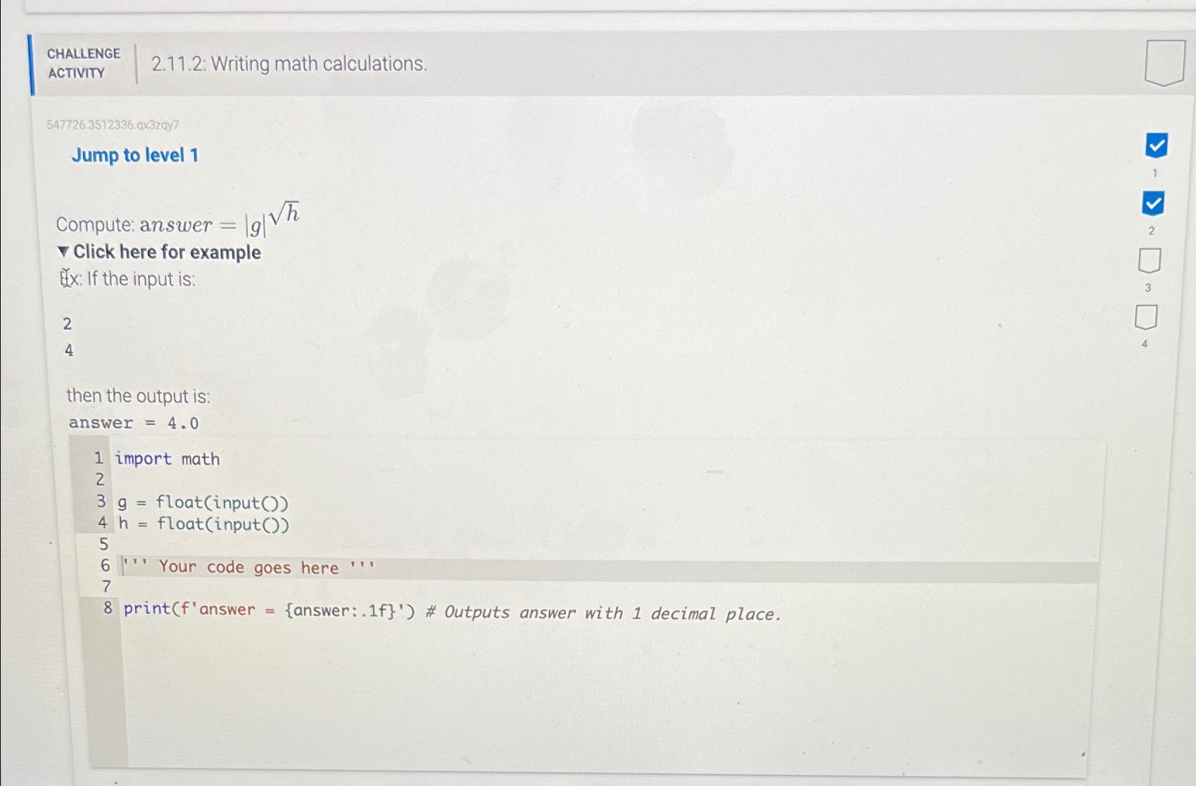 Solved CHALLENGEACTIVITY2.11.2: Writing math | Chegg.com