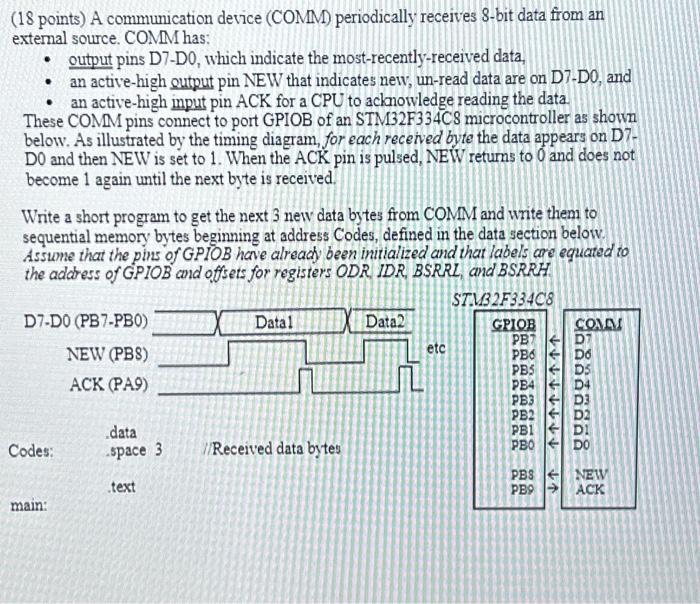 Solved A communication device (COMM) periodically receives | Chegg.com