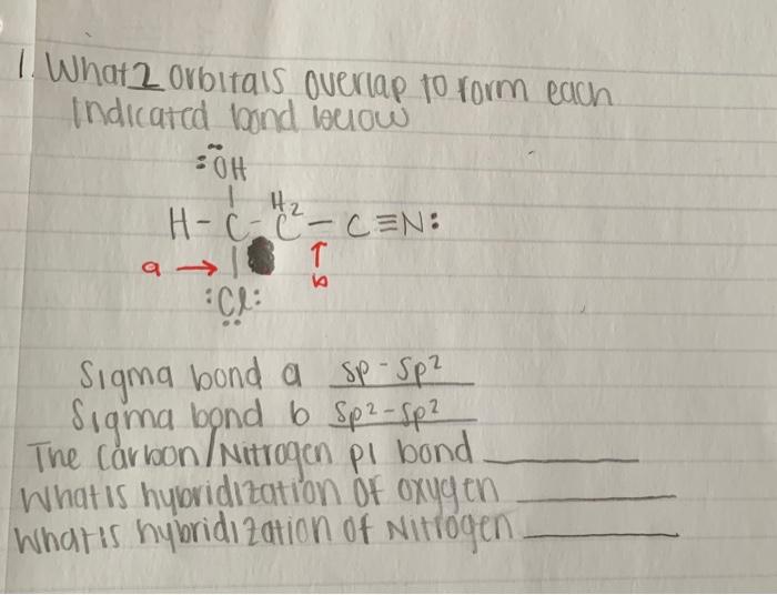 Solved 1 What 2 orbitais overlap to form each indicated bond | Chegg.com