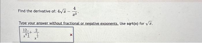 derivative of 4 sqrt x 3