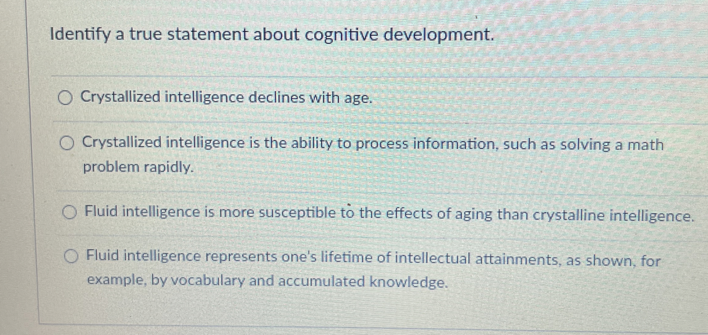 Solved Identify a true statement about cognitive | Chegg.com