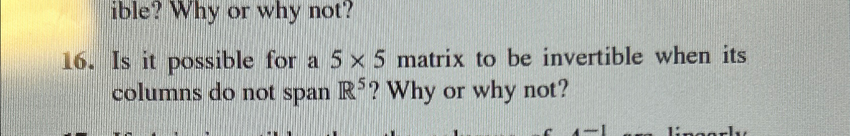 Solved ible? Why or why not?16. ﻿Is it possible for a 5×5 | Chegg.com