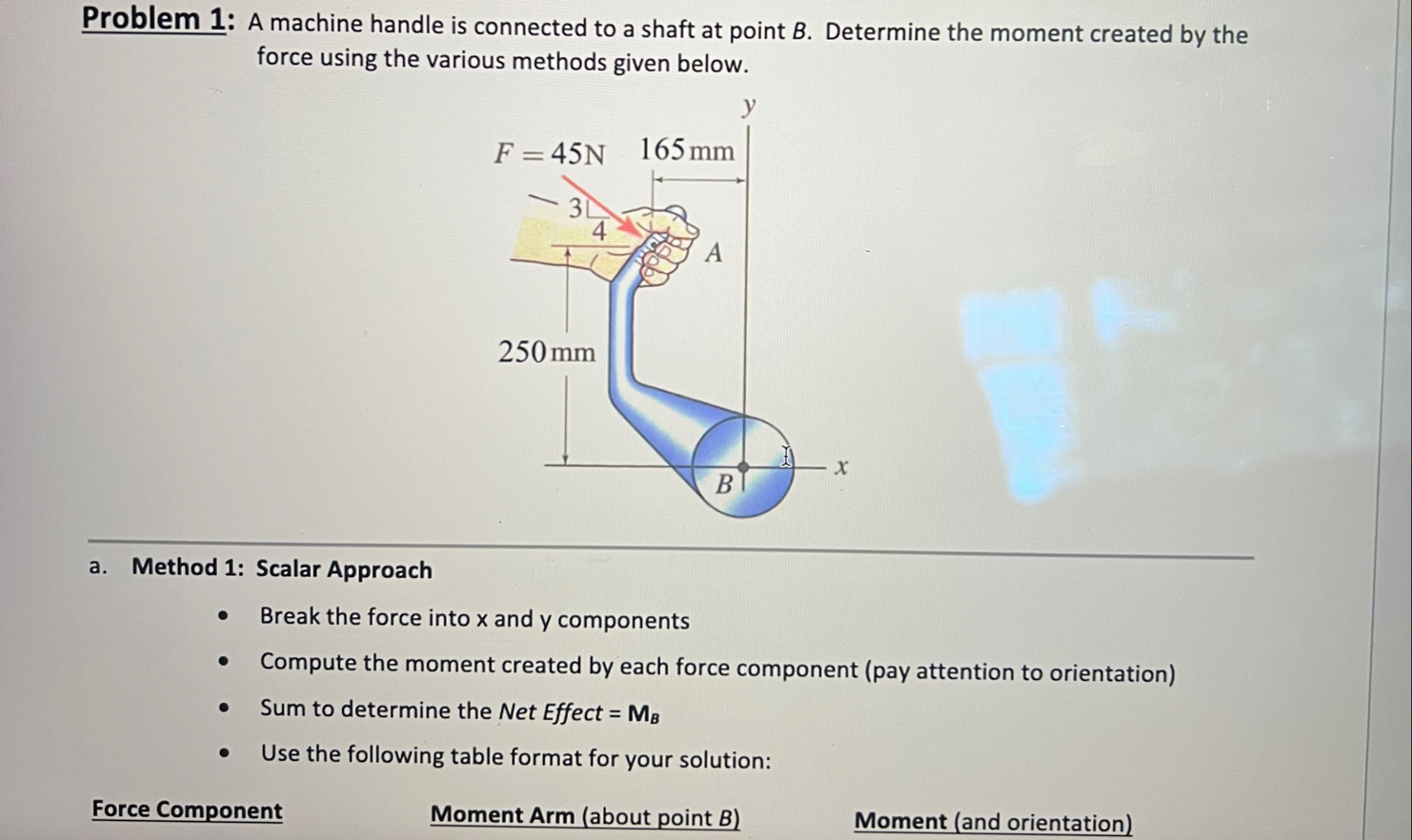 Solved Problem 1: A machine handle is connected to a shaft | Chegg.com