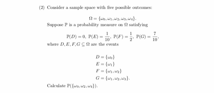 Solved (1) Consider a sample space with three possible | Chegg.com