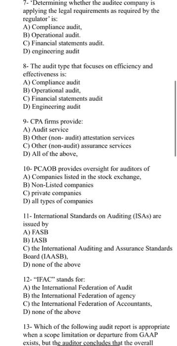 Solved 7-Determining whether the auditee company is applying | Chegg.com