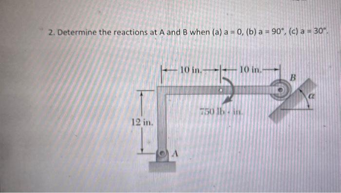 Solved 2. Determine The Reactions At A And B When (a) A = 0, | Chegg.com