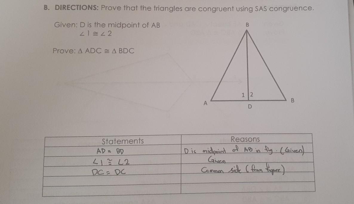 Solved B. DIRECTIONS: Prove that the triangles are congruent | Chegg.com