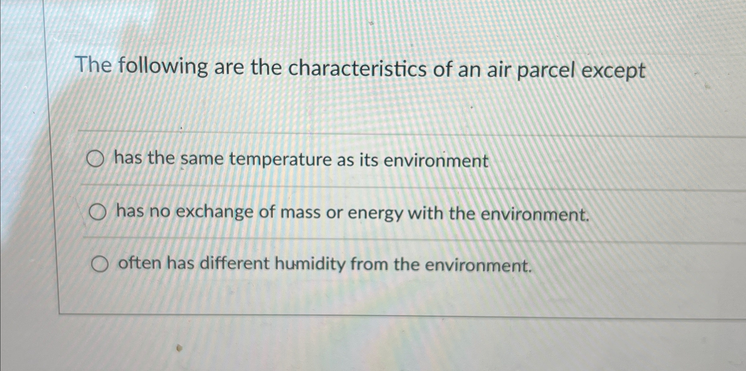 Solved The following are the characteristics of an air | Chegg.com