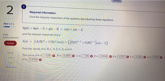 Solved 2 Required information Find the impulse responses of | Chegg.com
