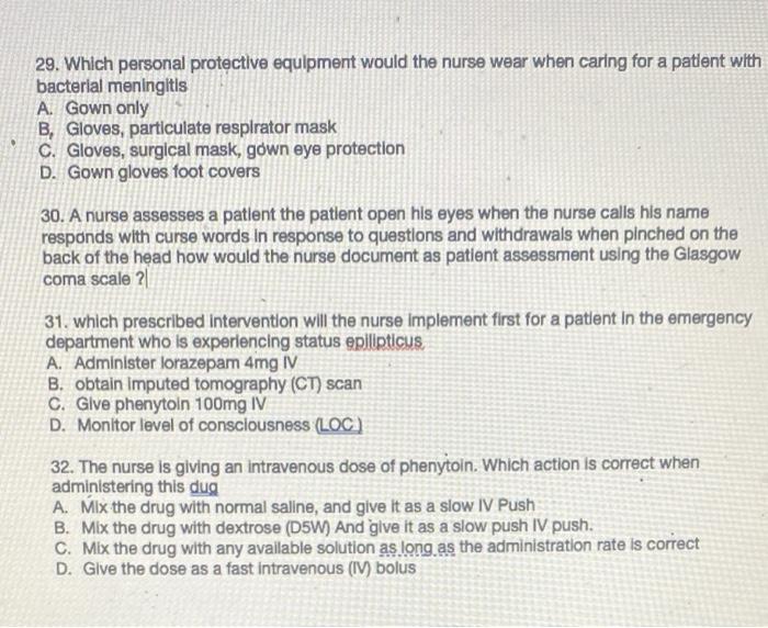 Solved 29. Which personal protective equipment would the